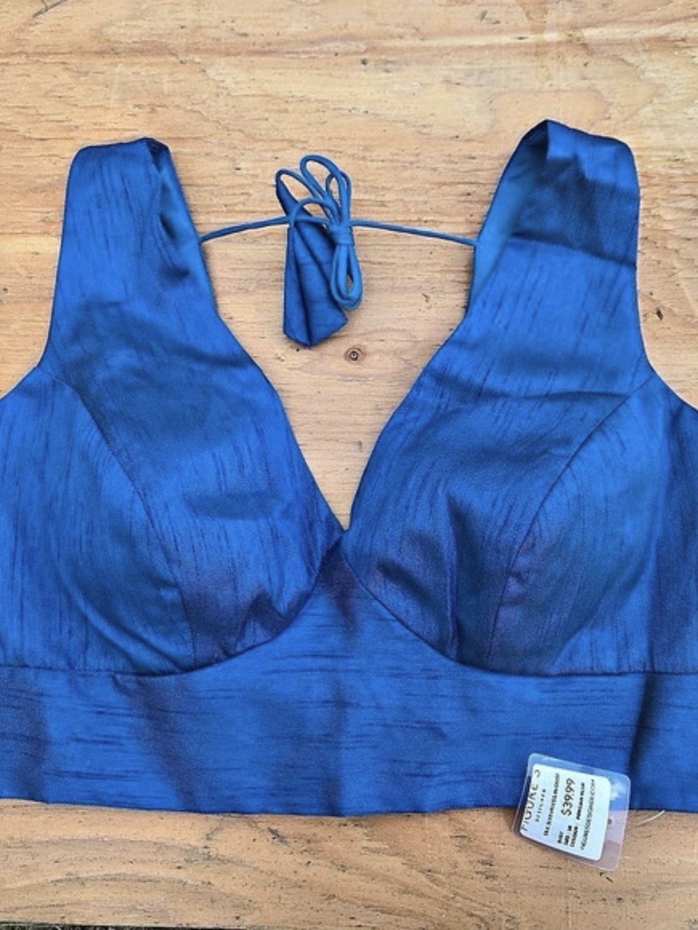 Figure Designer Silk Sleeveless Blouse Silk Blue Crop Top Size 38 NWT